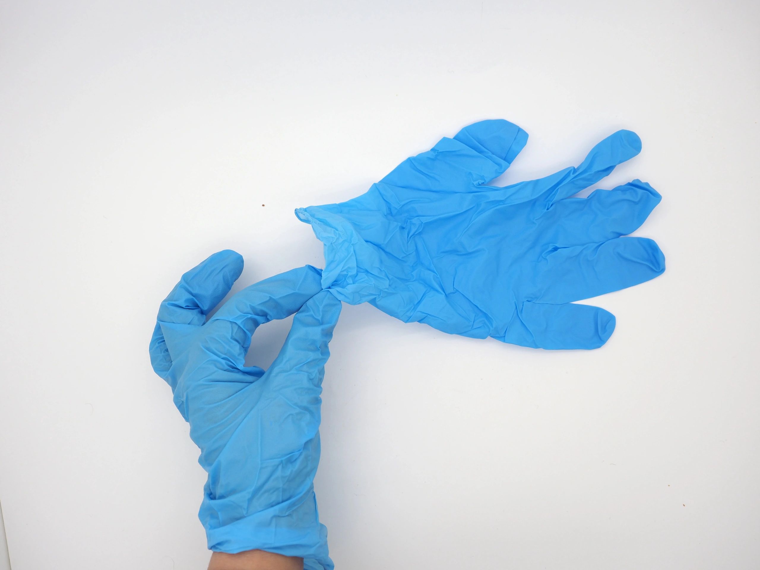 Blue disposable nitrile gloves