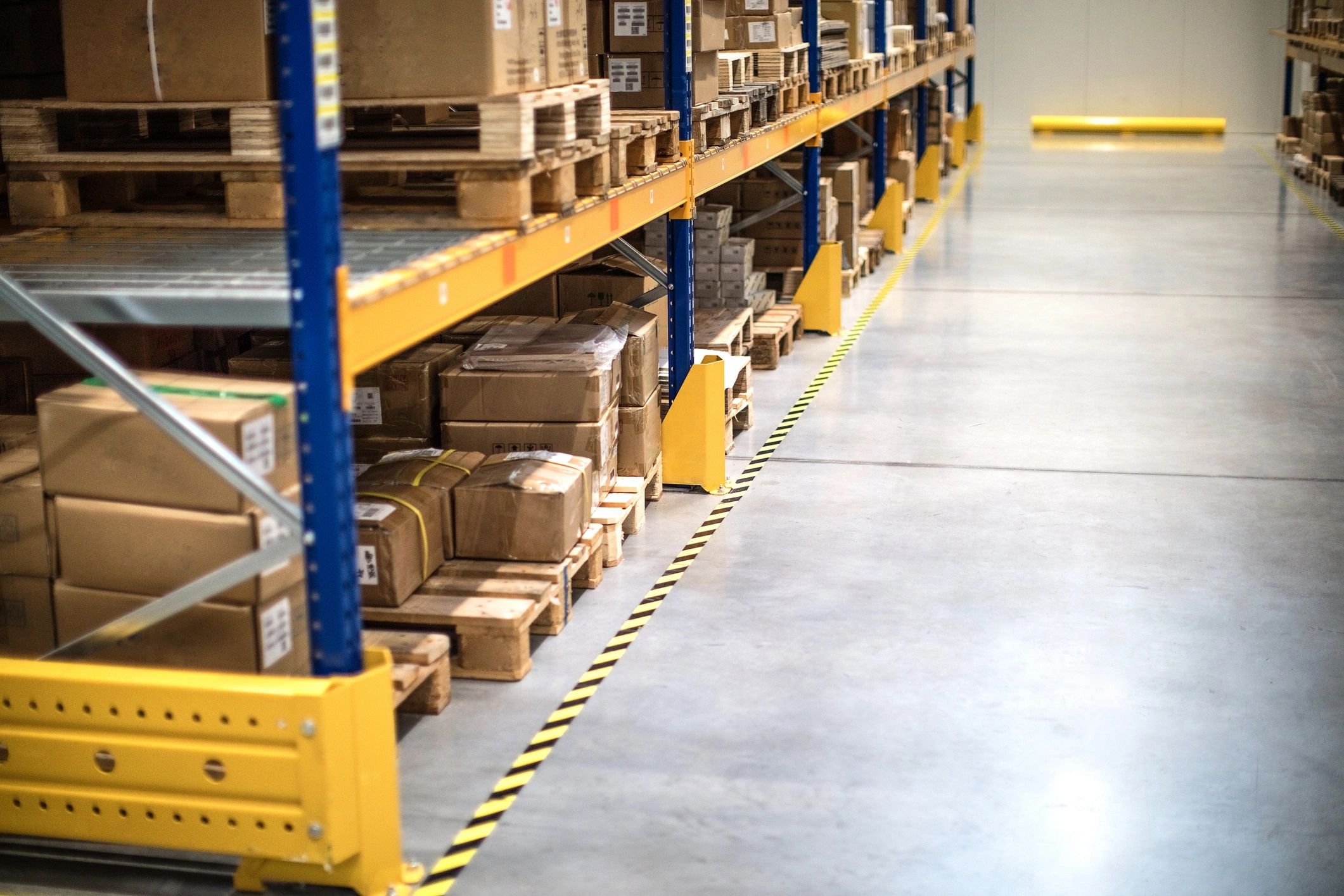 Warehouse pallets staged for shipping